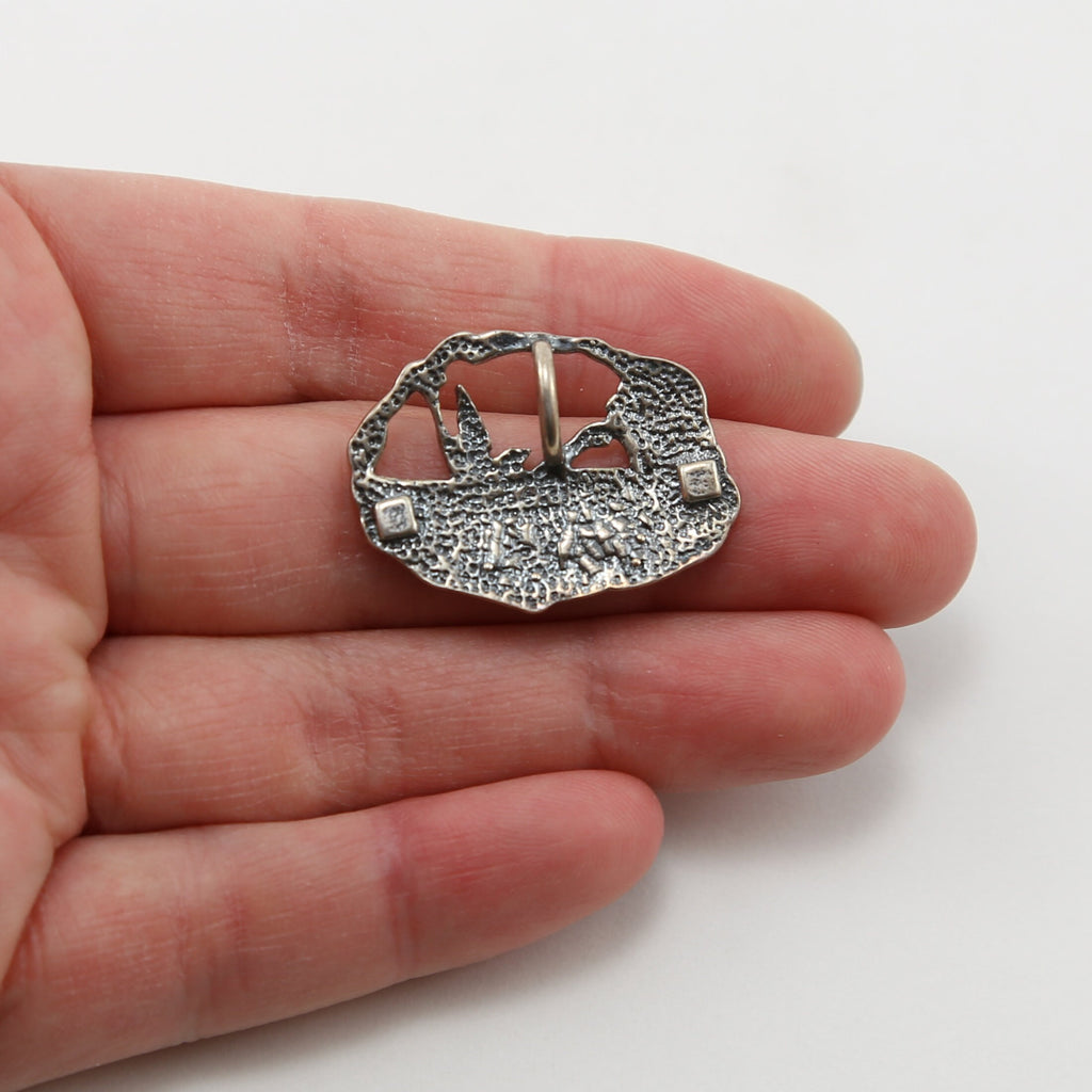 28mmx20mm Sterling Silver Maiden Mermaid with Dove with Floral Accents Oval