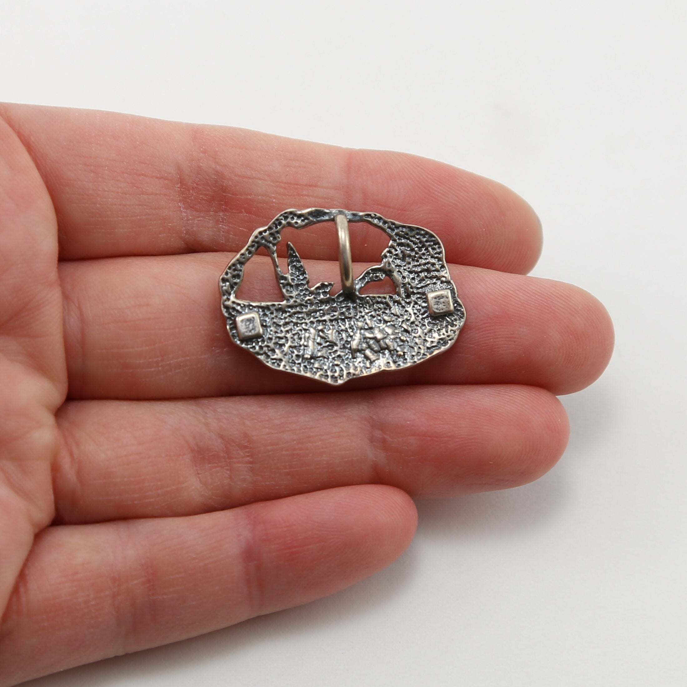 28mmx20mm Sterling Silver Maiden Mermaid with Dove with Floral Accents Oval