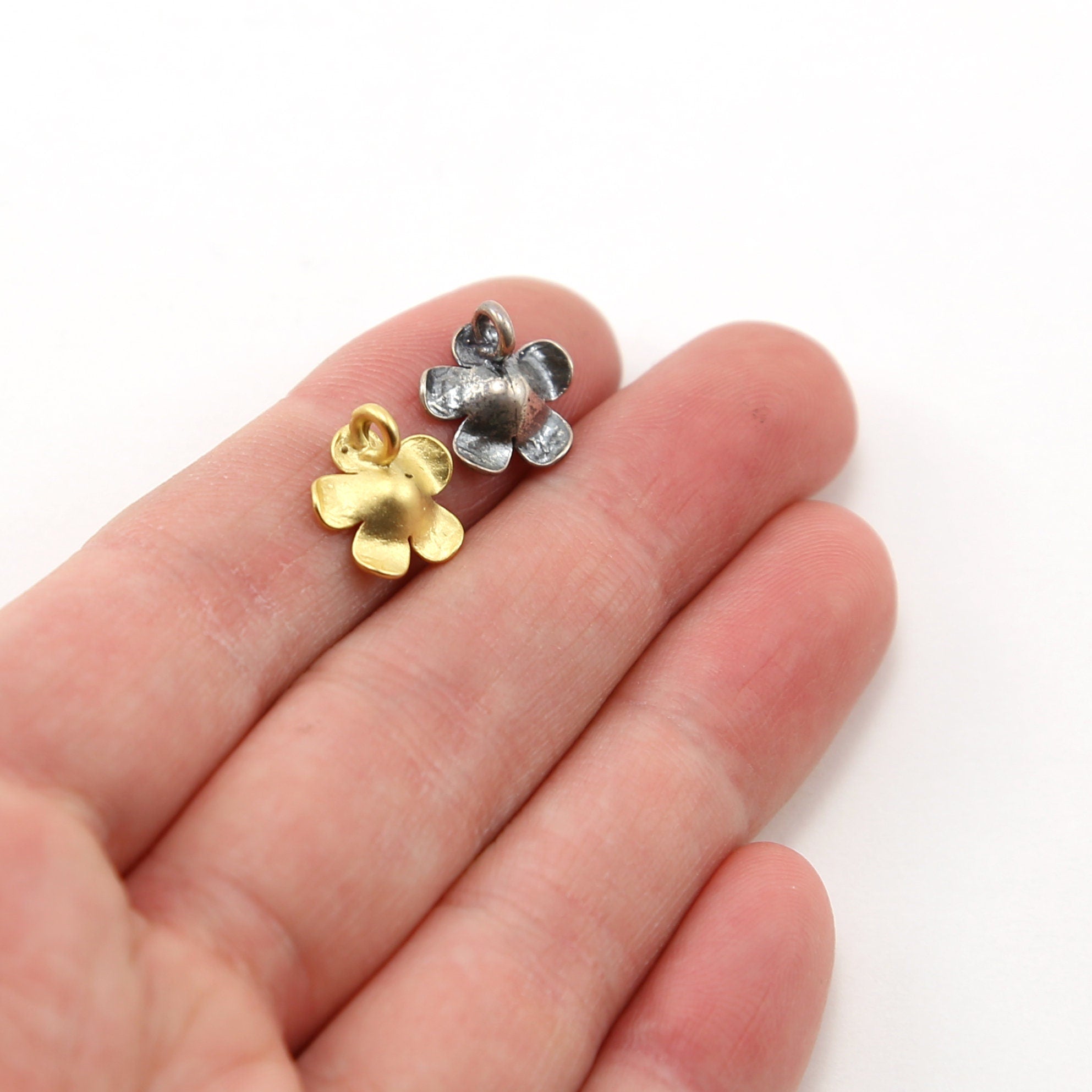 11mm Sterling Silver or Vermeil Small Daisy Flower Detailed Petals Spring