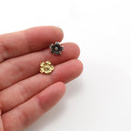 Sterling Silver or Vermeil Tiny Daisy Flower 9mm Button in or Shiny Wrap – Antique Silver