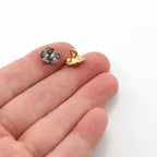 Sterling Silver or Vermeil Tiny Daisy Flower 9mm Button in or Shiny Wrap – Antique Silver