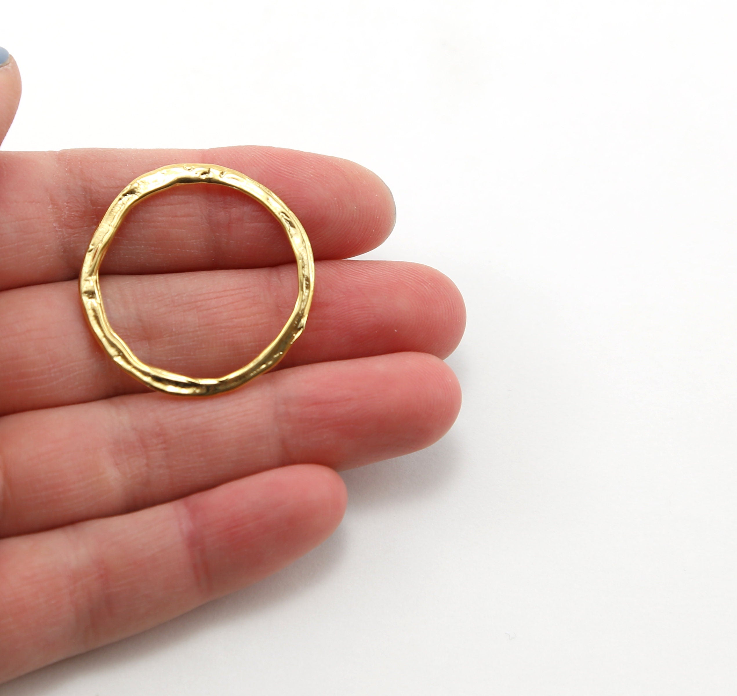29mm Sterling Silver or Vermeil Large Hammered Textured Open Circle Connector