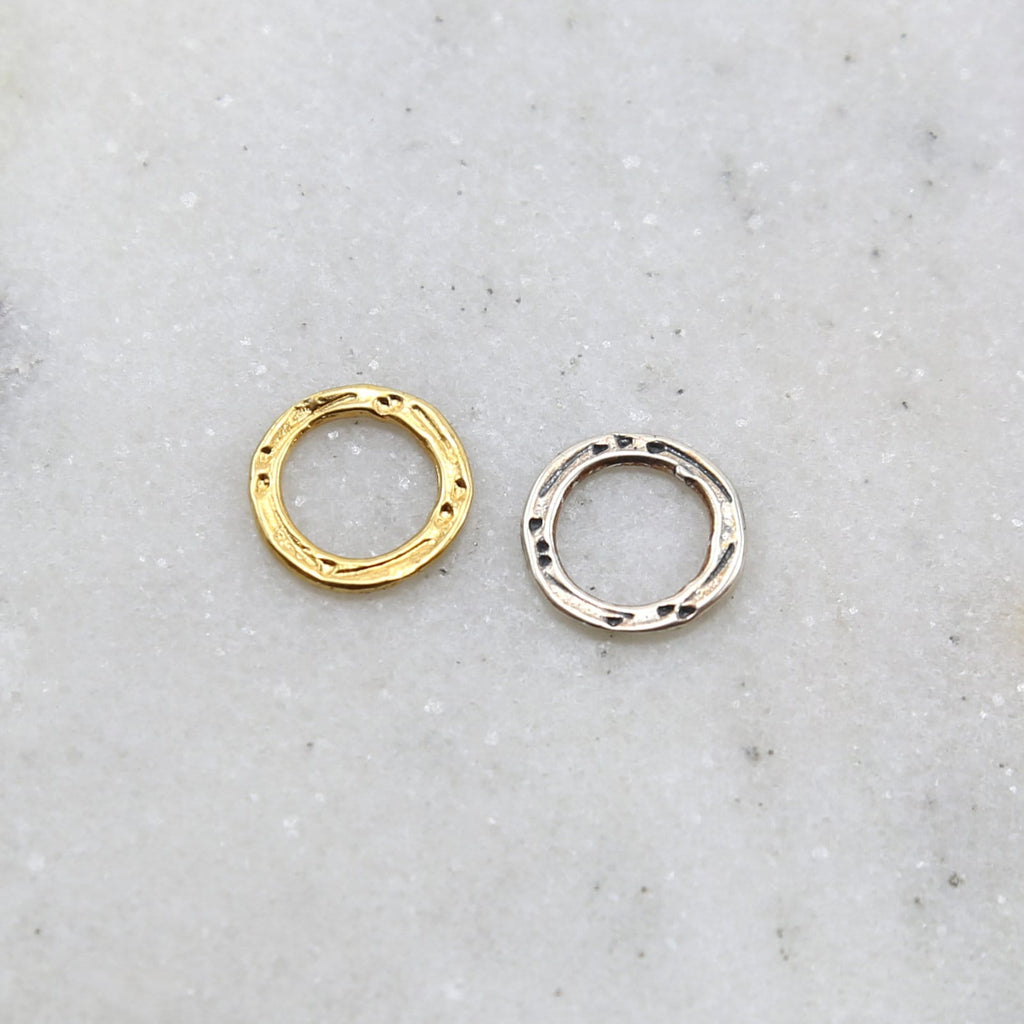 12mm Sterling Silver or Vermeil Small Hammered Textured Open Circle Connector