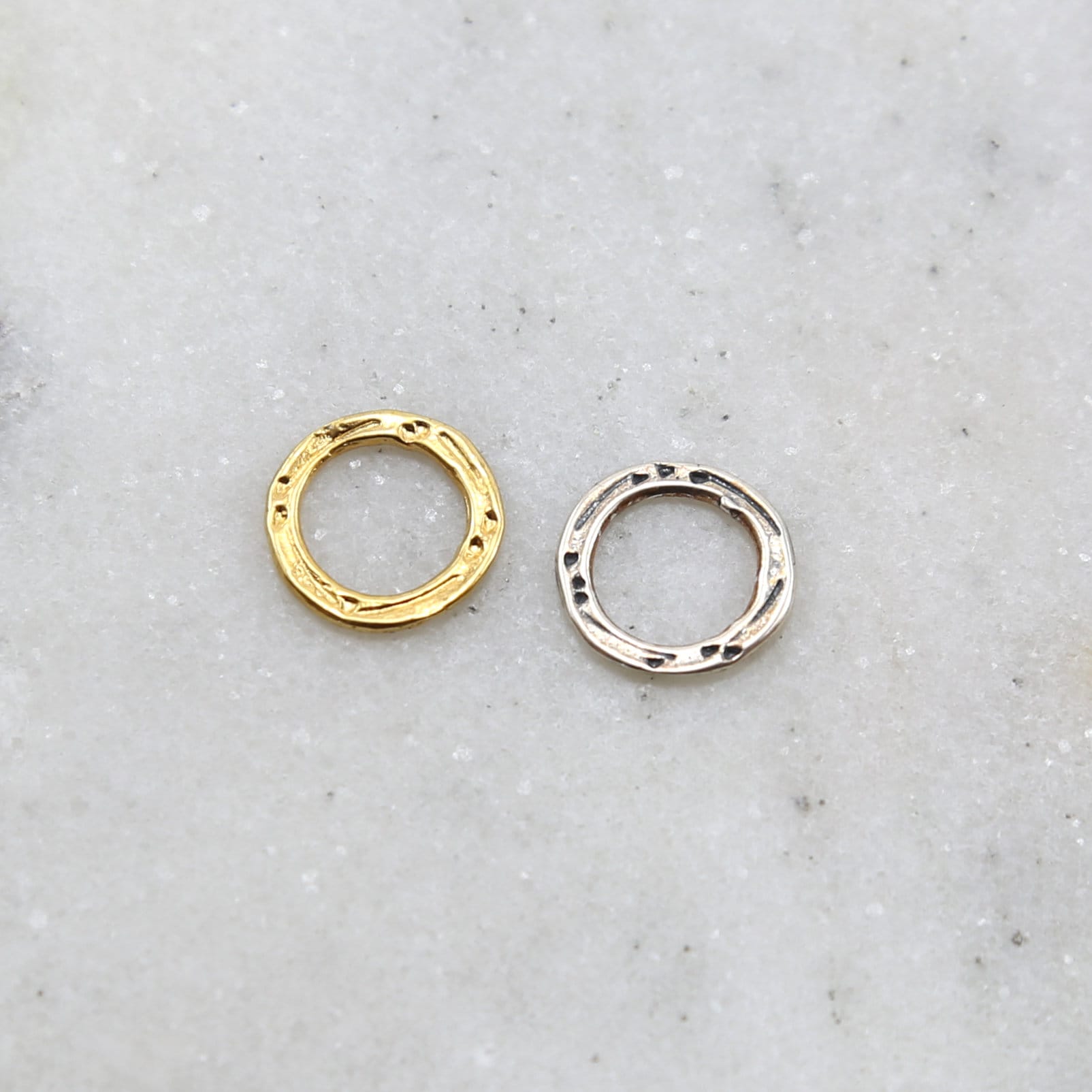 12mm Sterling Silver or Vermeil Small Hammered Textured Open Circle Connector
