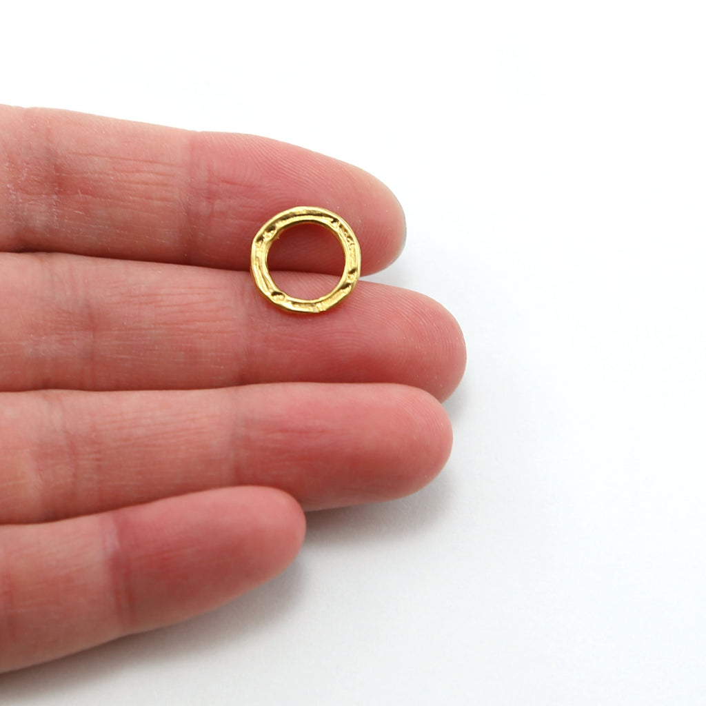 12mm Sterling Silver or Vermeil Small Hammered Textured Open Circle Connector