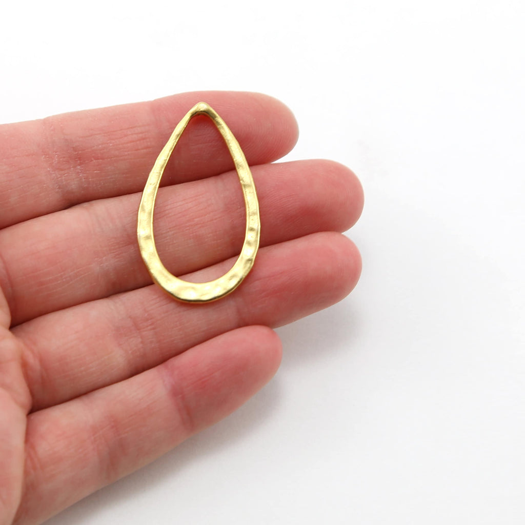 34mmx20mm Sterling Silver or Vermeil Hammered Textured Medium Teardrop Top
