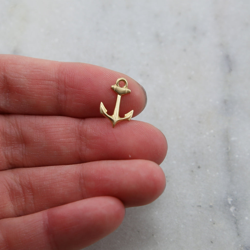 Sterling Silver or 14K Gold Filled Dainty Tiny Anchor Charms (4pc)