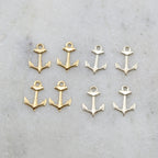 Sterling Silver or 14K Gold Filled Dainty Tiny Anchor Charms (4pc)