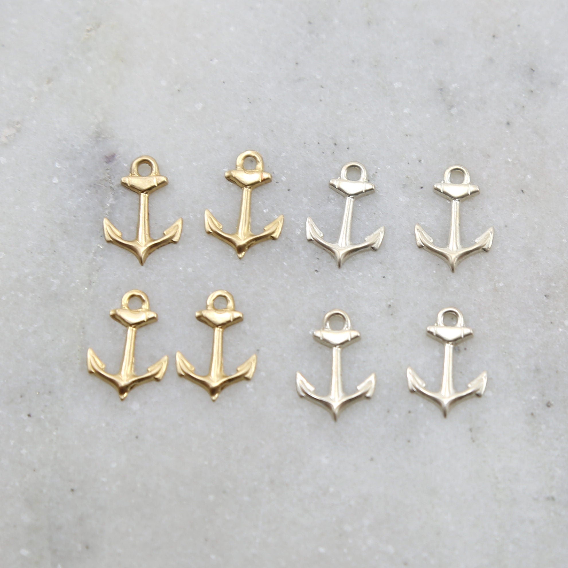 Sterling Silver or 14K Gold Filled Dainty Tiny Anchor Charms (4pc)