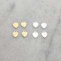 Sterling Silver or 14K Gold Filled Dainty Tiny Flat Heart Charms (4pc)