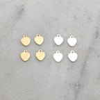 Sterling Silver or 14K Gold Filled Dainty Tiny Flat Heart Charms (4pc)