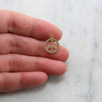 Sterling Silver or 14K Gold Filled Dainty Tiny Flat Peace Sign Charms (4pc)