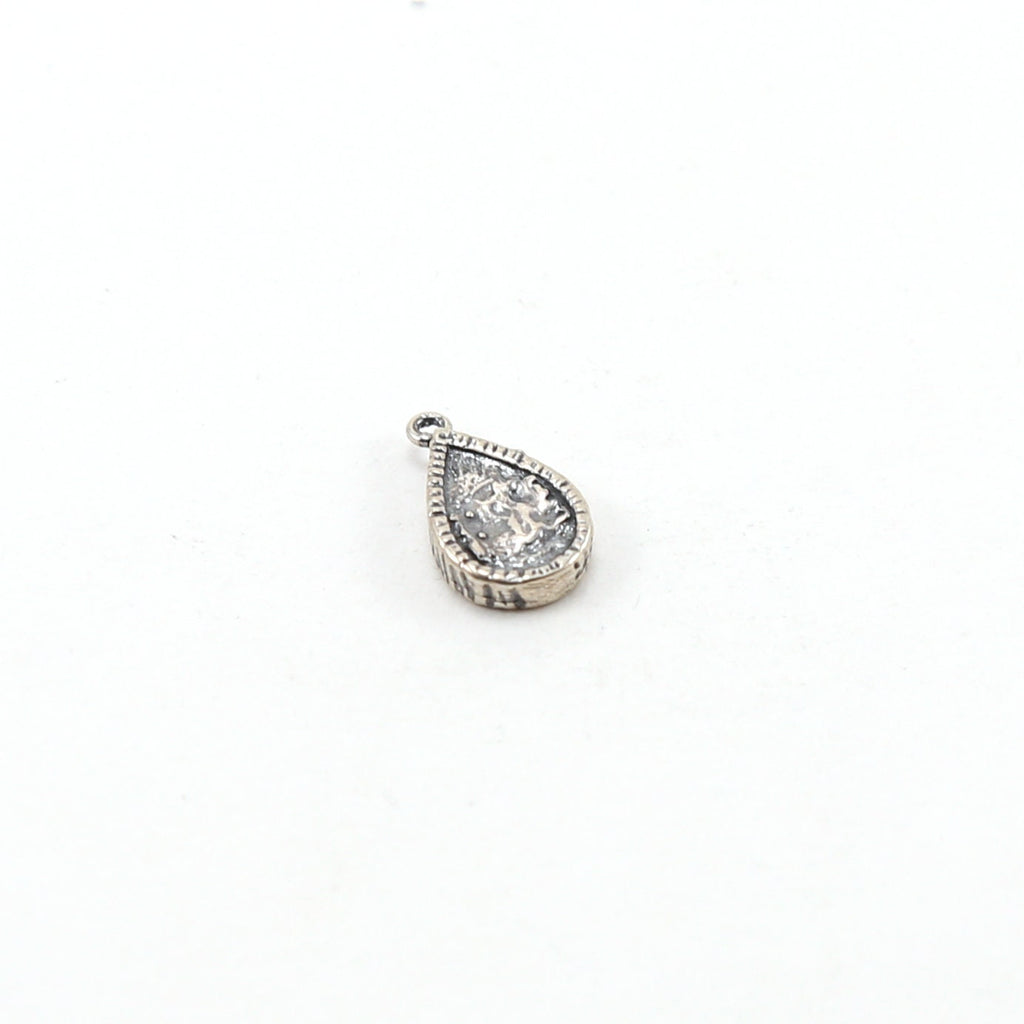 14mmx8mm Sterling Silver Tiny Saraswati Teardrop Goddess Charm Hindu Hinduism
