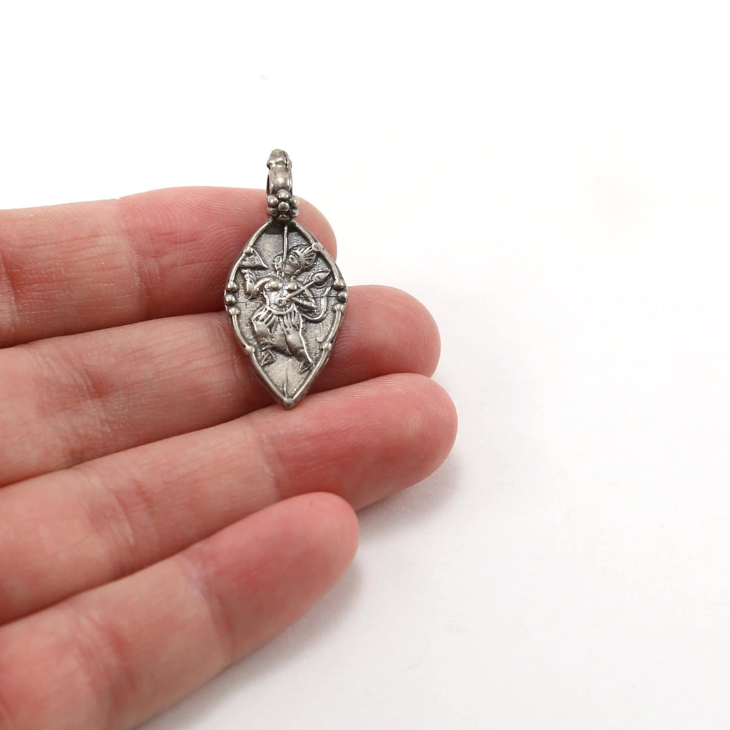 29mmx13mm Sterling Silver Pointed Hanuman Deity God Teardrop Charm Hindu
