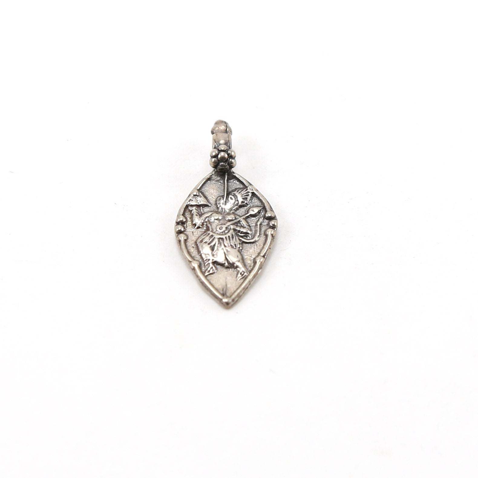 29mmx13mm Sterling Silver Pointed Hanuman Deity God Teardrop Charm Hindu