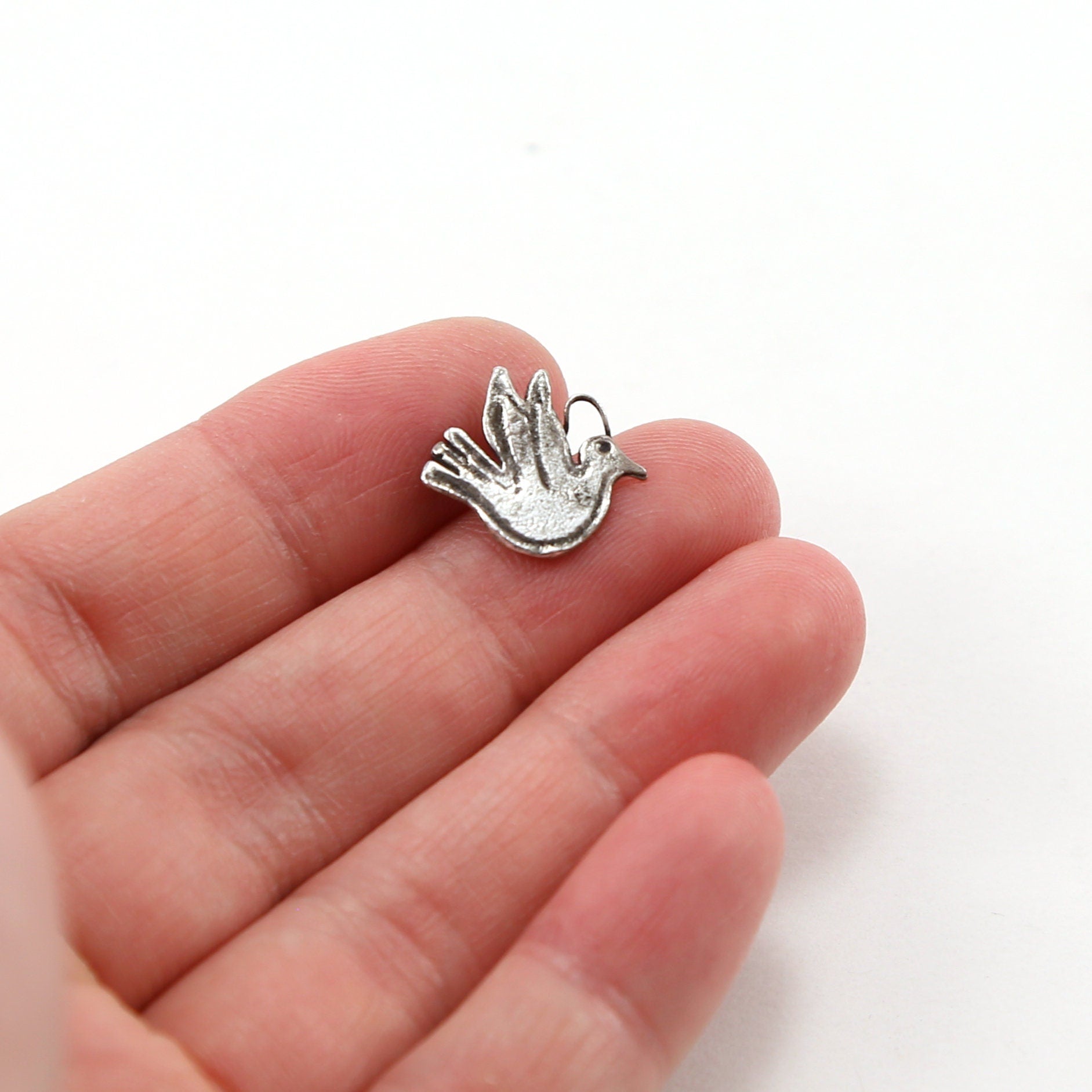 Sterling Silver Whimsical Dove Flying Bird Delicate Charm