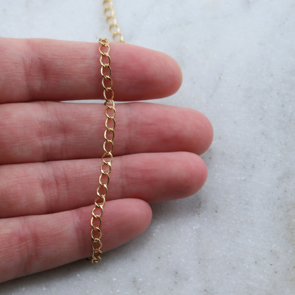 4mmx3mm Brass Delicate Dainty Curb Chain in Shiny Silver – Sold by the Foot