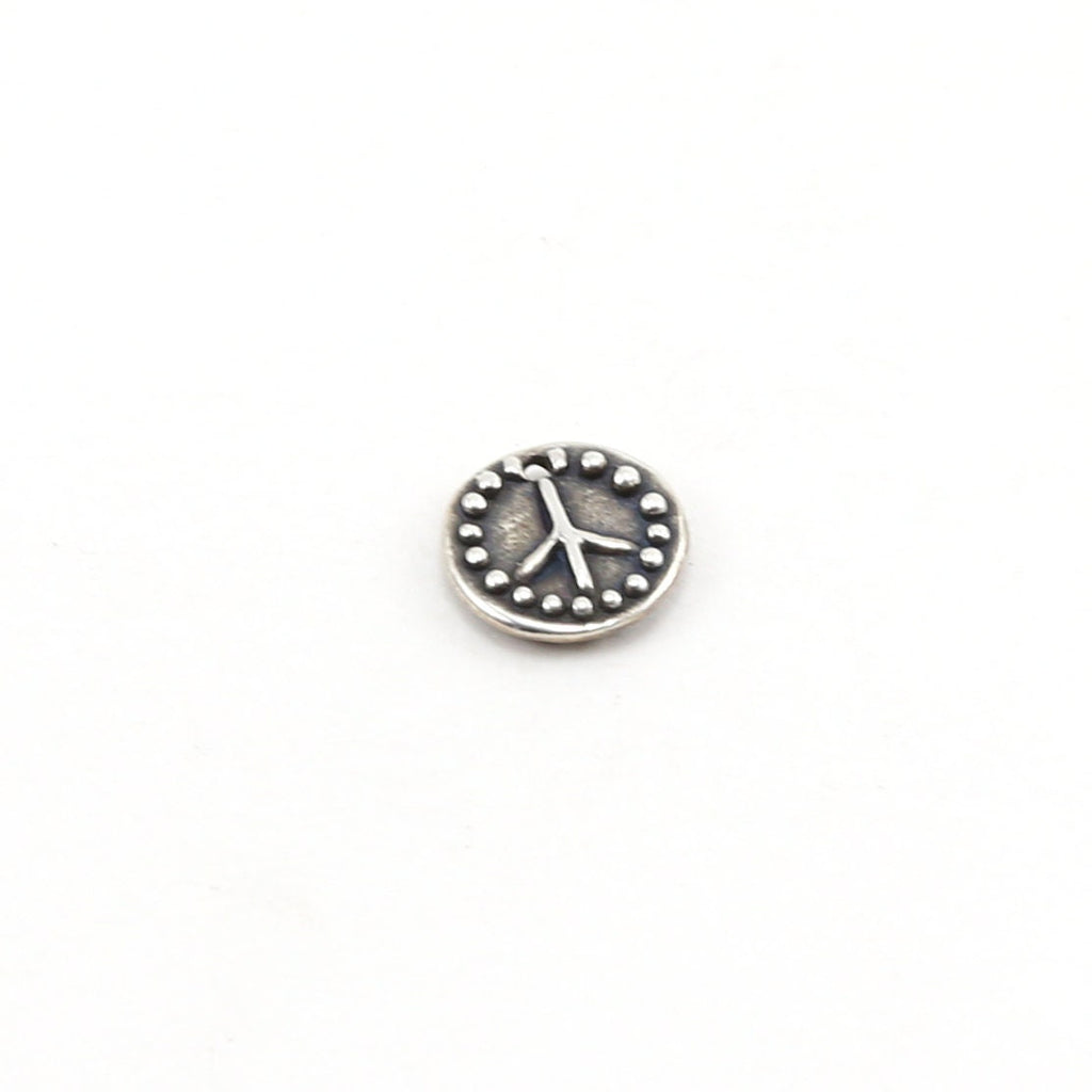 10mm Sterling Silver or Vermeil or Dotted Rim Peace Sign Circle Charm Hippie