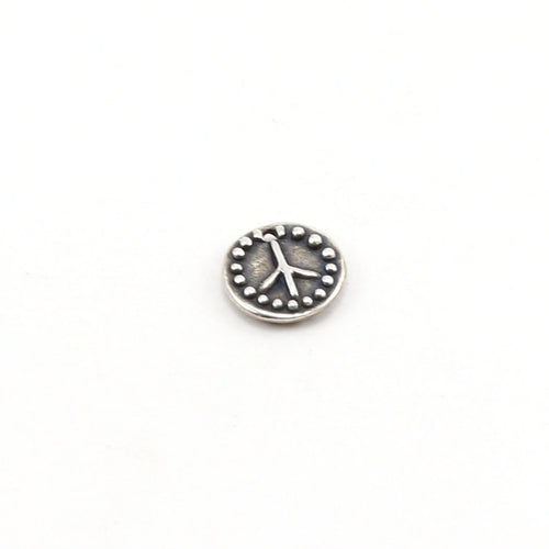10mm Sterling Silver or Vermeil or Dotted Rim Peace Sign Circle Charm Hippie