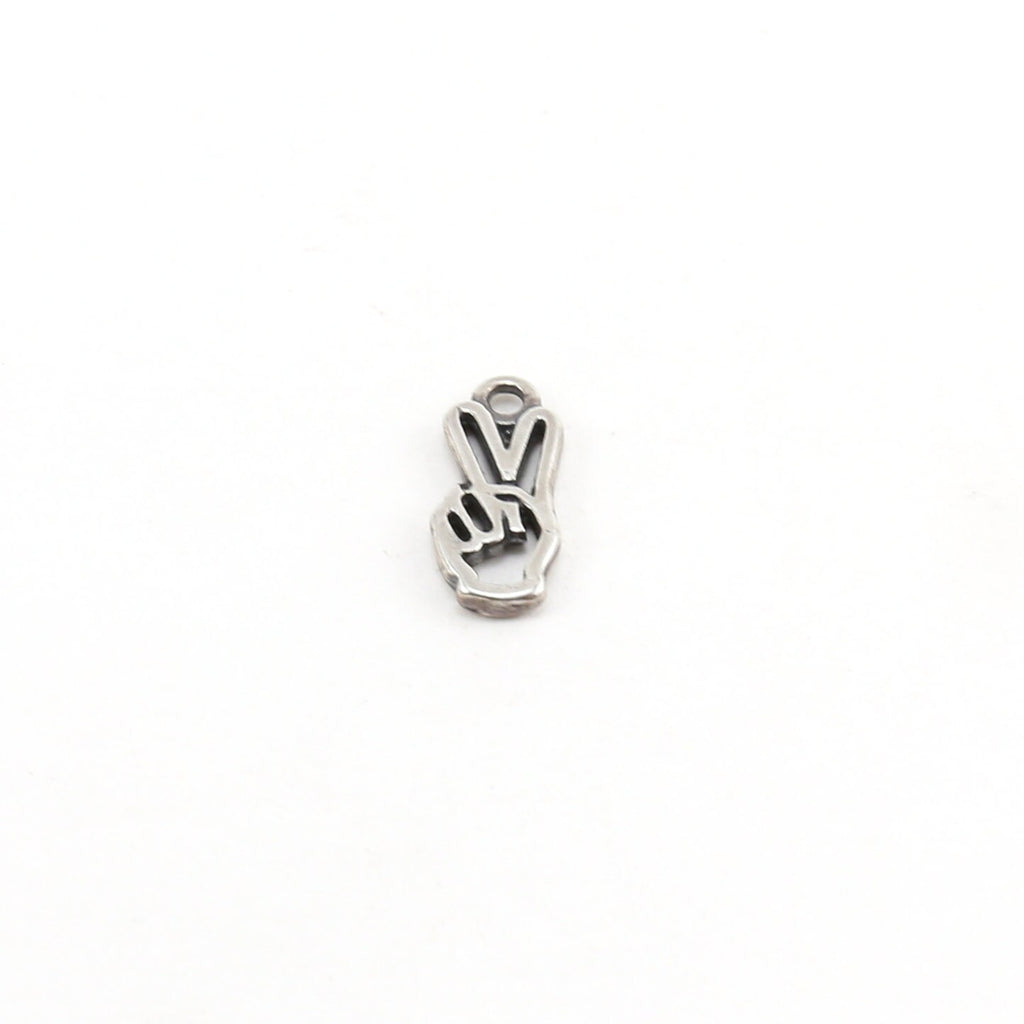 Sterling Silver Peace Sign Hand Charm Hippie Love 60's Charm