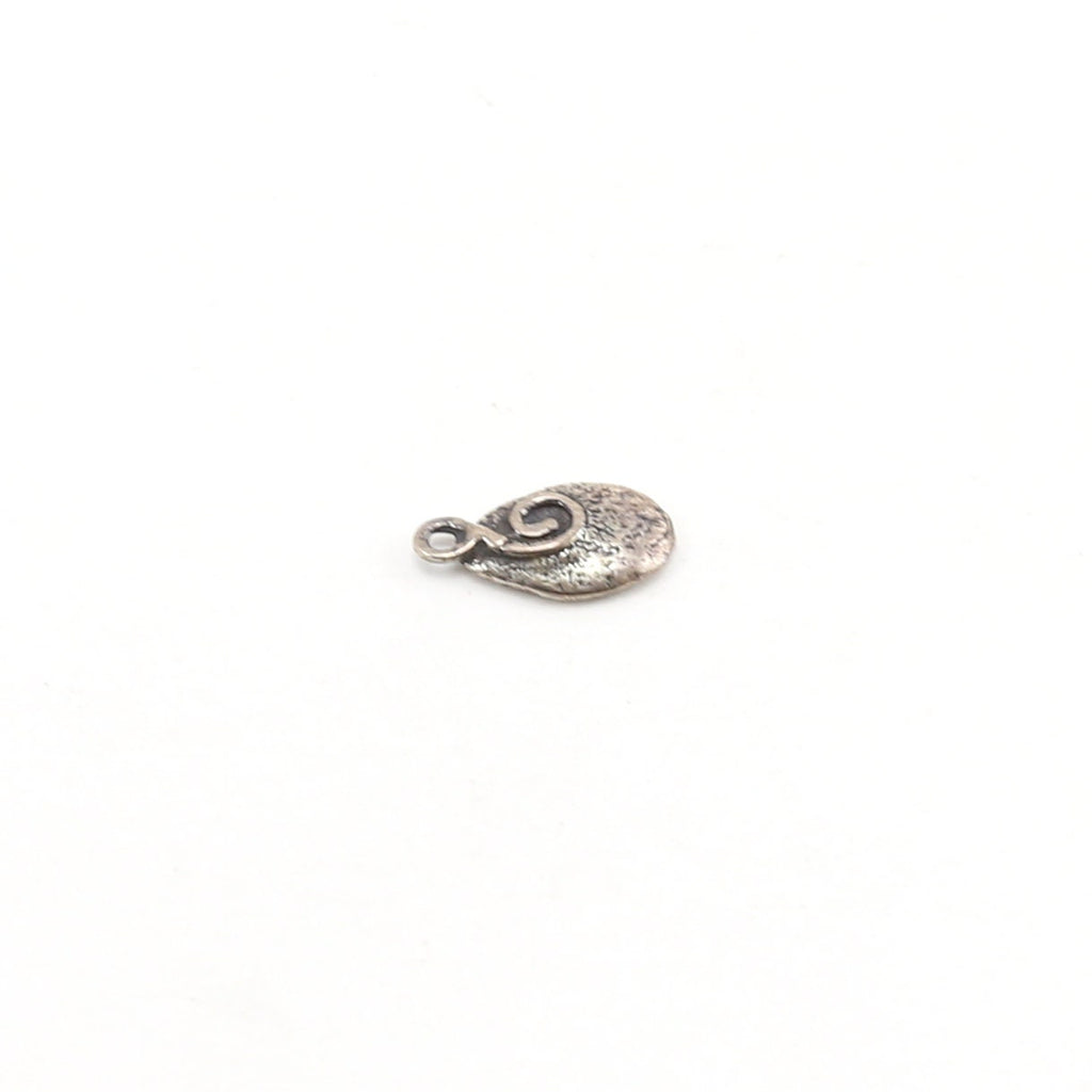 Sterling Silver Whimsical Oval Organic Shaped Peace Sign Charm Hippie