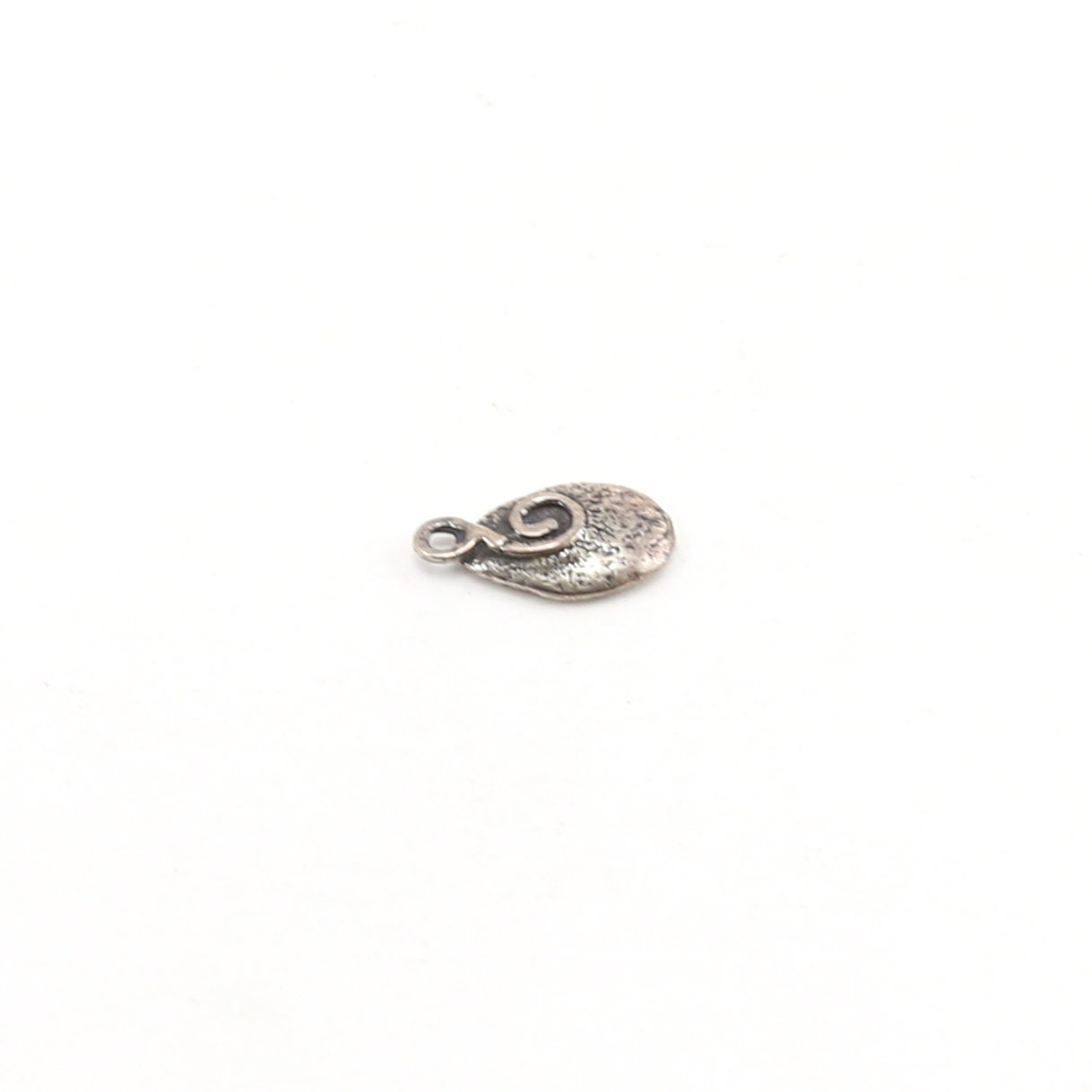 Sterling Silver Whimsical Oval Organic Shaped Peace Sign Charm Hippie