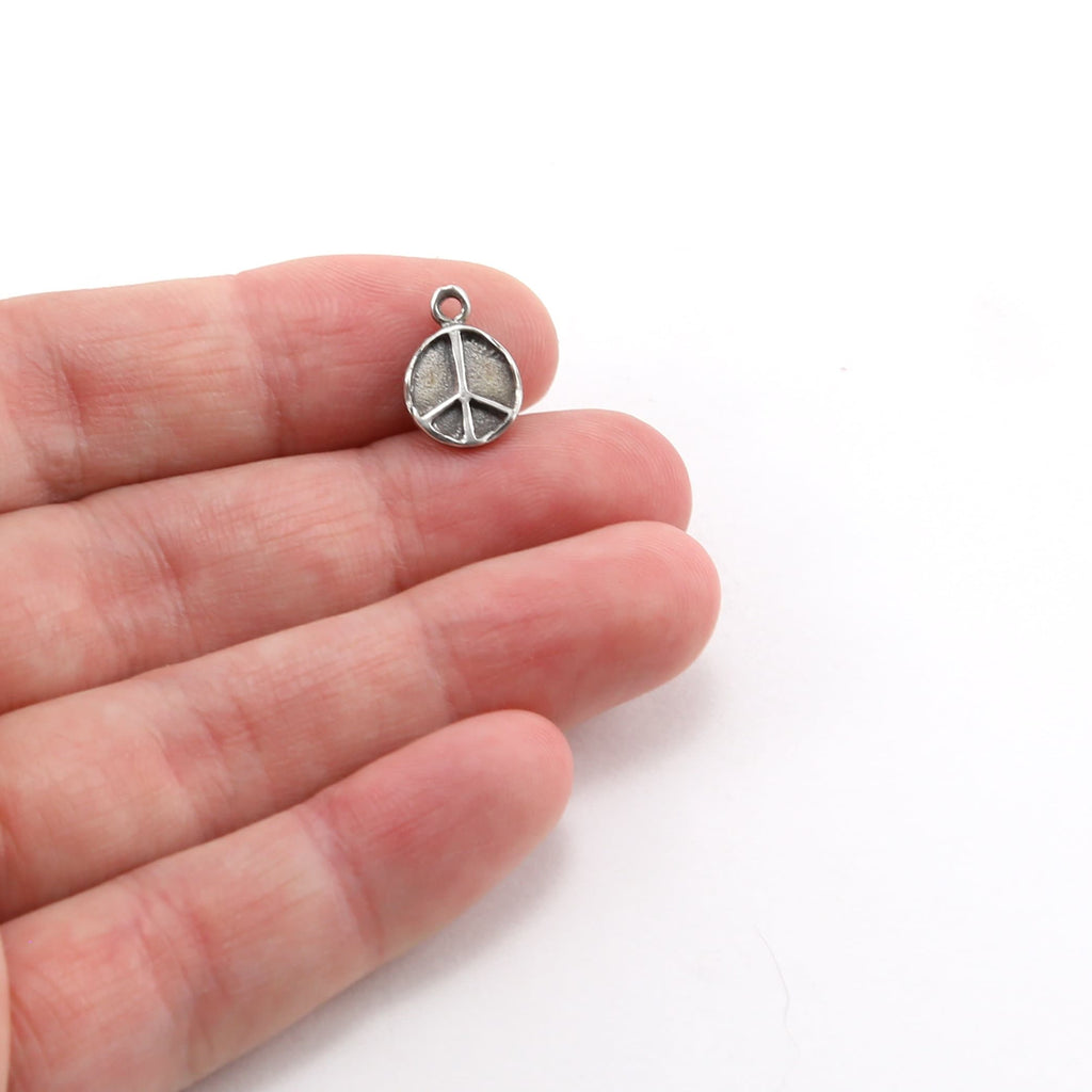 Sterling Silver or Vermeil Small Organic Shaped or Peace Sign Charm Hippie