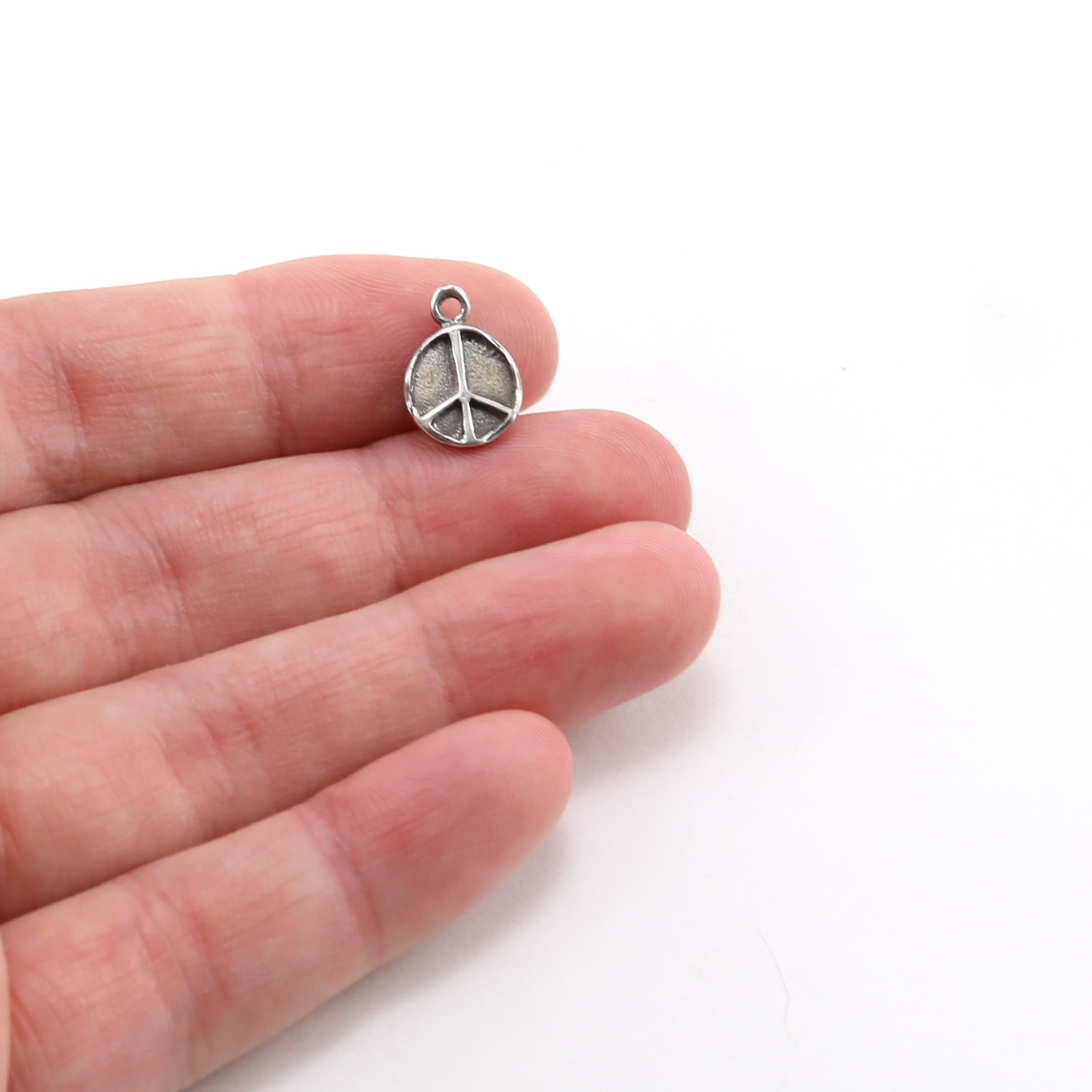 Sterling Silver or Vermeil Small Organic Shaped or Peace Sign Charm Hippie