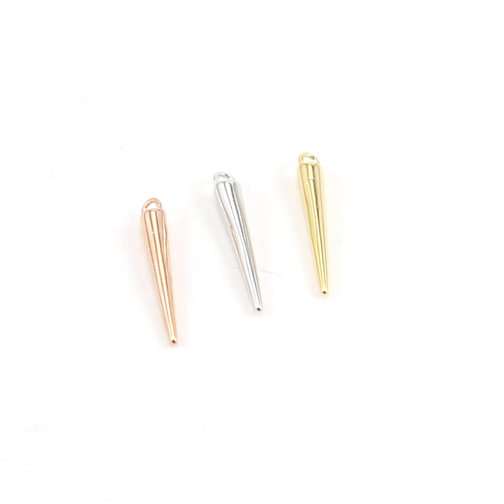 2mmx15mm Rhodium Plated Smooth Spike Dagger Point Pendant Charm Single Gold