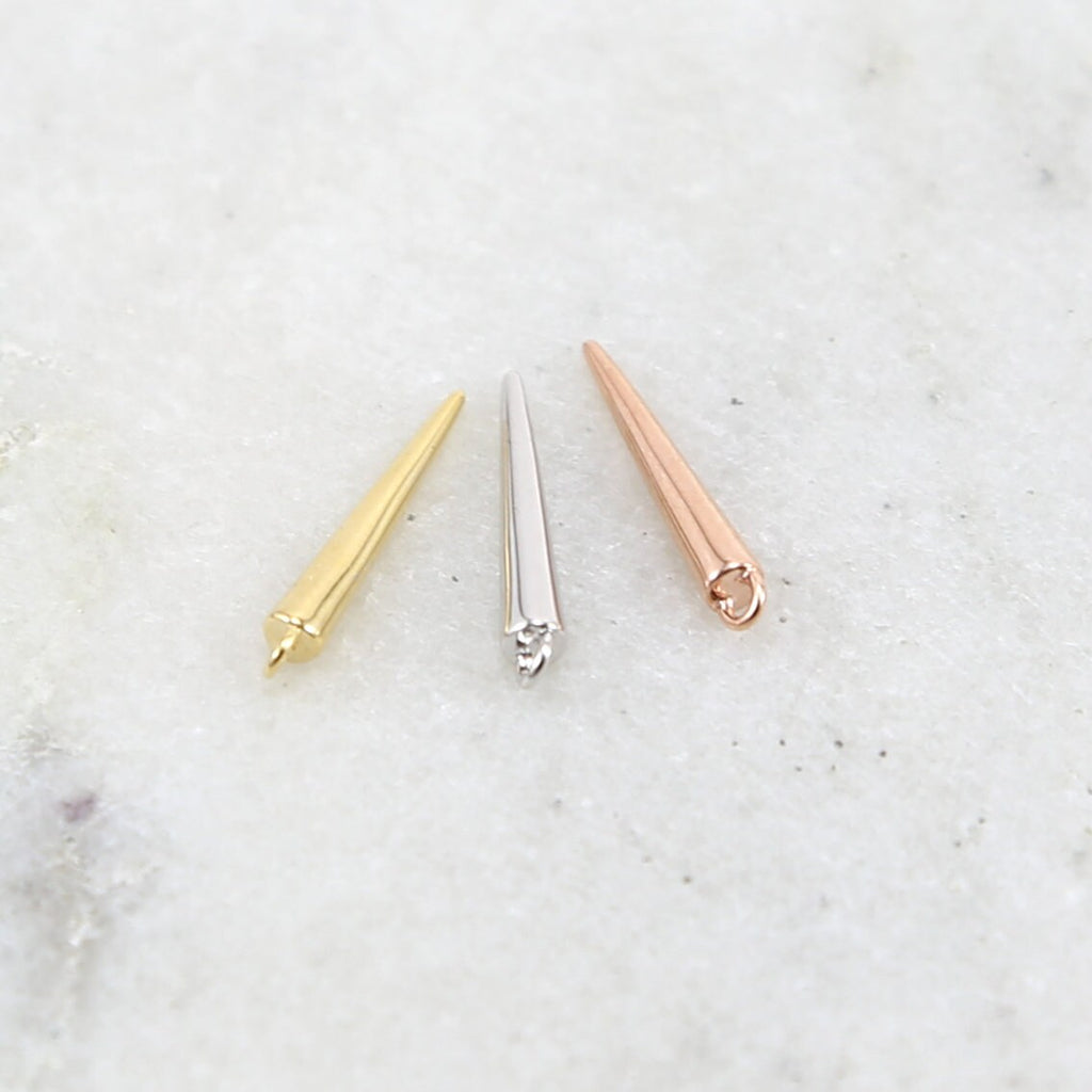 2mmx15mm Rhodium Plated Smooth Spike Dagger Point Pendant Charm Single Gold
