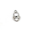 Sterling Silver Flat Small Heart with Open Lock Charm in Love