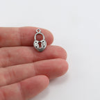 Sterling Silver Flat Small Heart with Open Lock Charm in Love