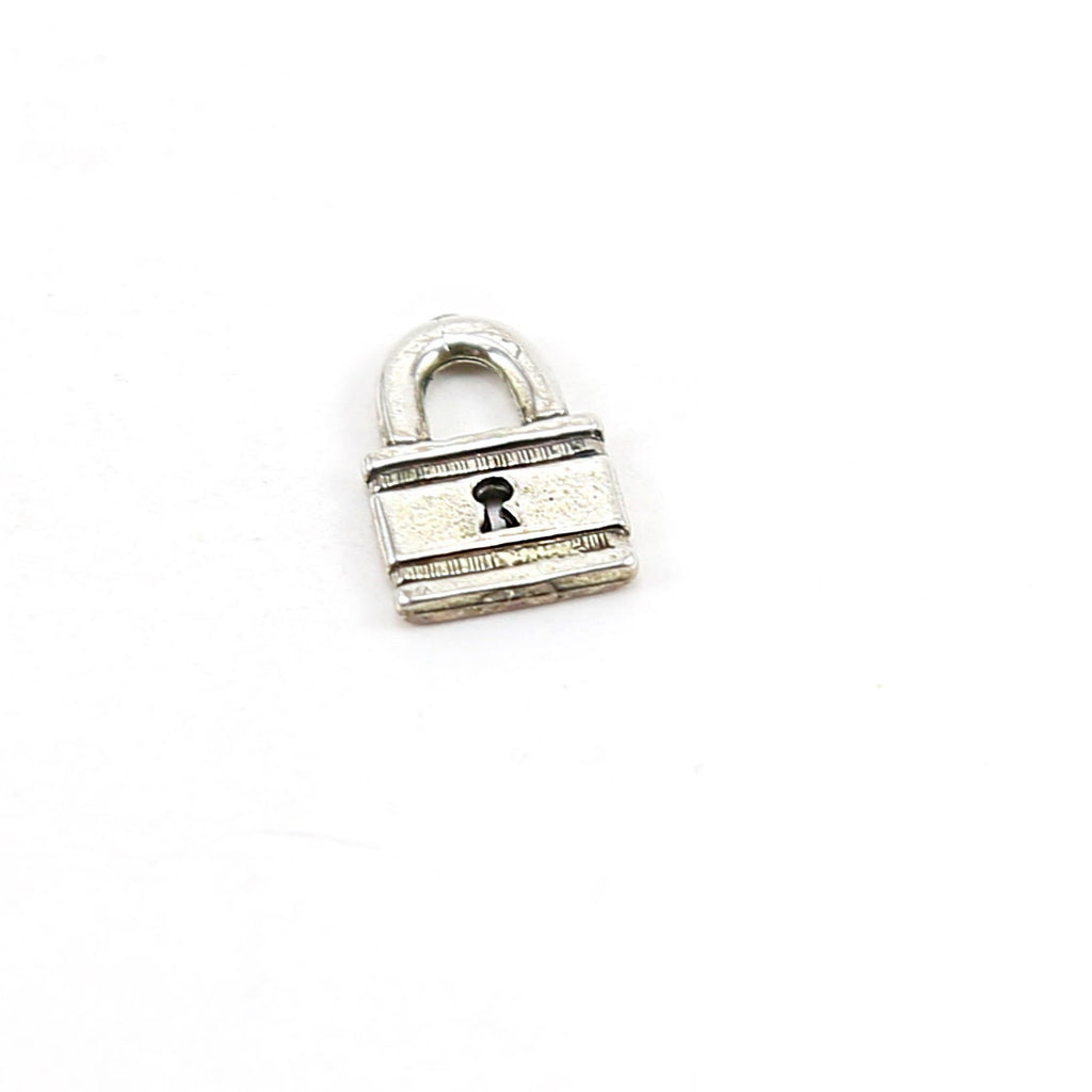 Sterling Silver Flat Small Open Lock Charm in Best Friend Pendant