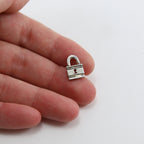 Sterling Silver Flat Small Open Lock Charm in Best Friend Pendant