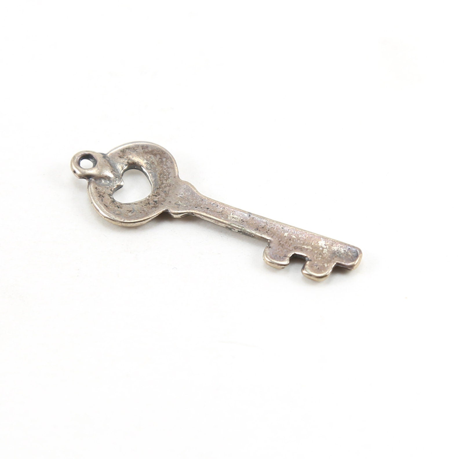 37mmx12mm Sterling Silver Heart Cut Out Large Key Charm in Love Friendship