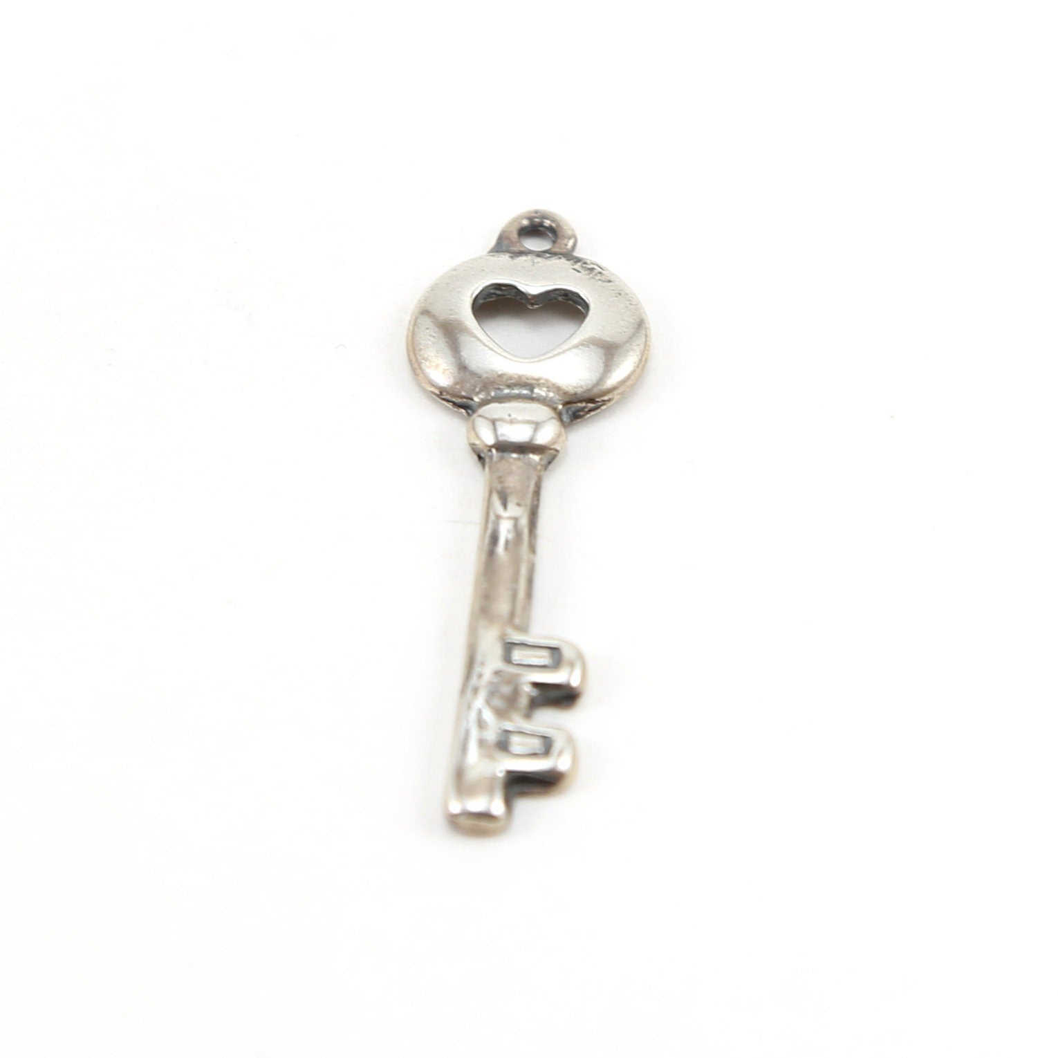 37mmx12mm Sterling Silver Heart Cut Out Large Key Charm in Love Friendship