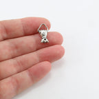 Sterling Silver or Vermeil Vintage Inspired Hand Holding Triangular Ring Charm