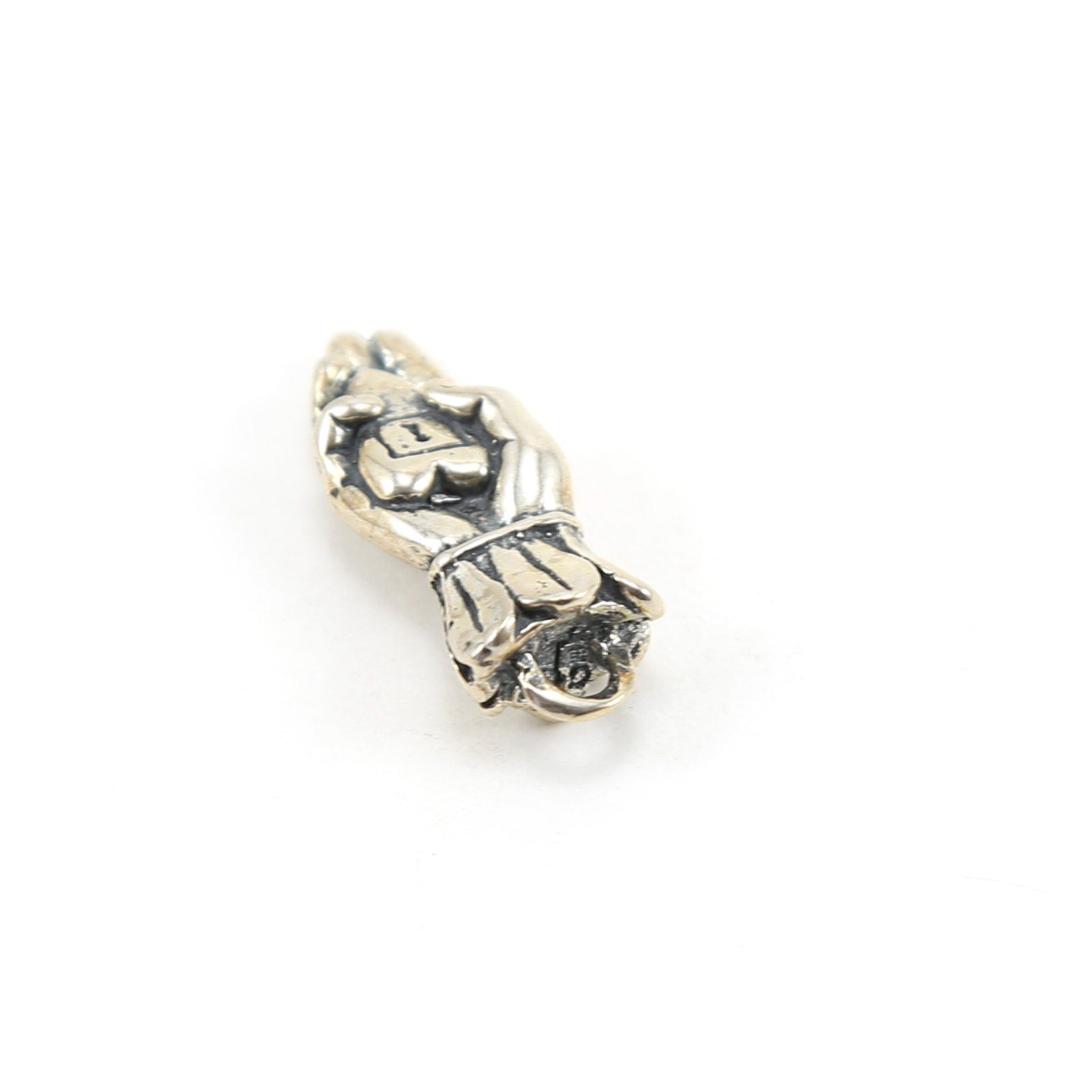 30mmx10mm Sterling Silver Vintage Inspired Thick Hand Holding Heart Pendant
