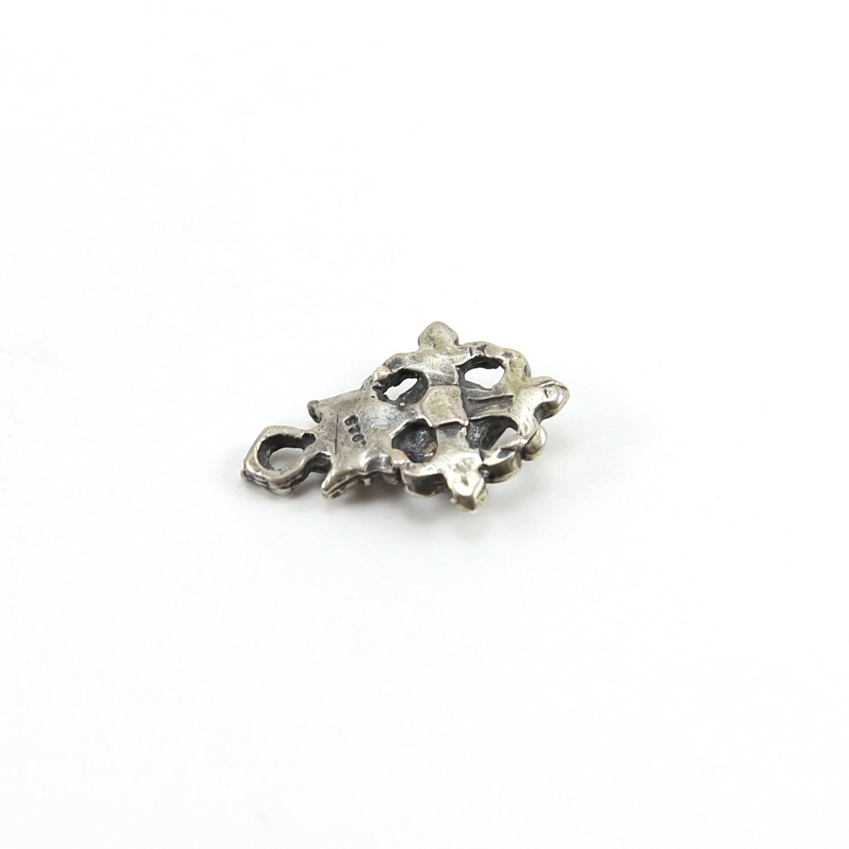 22mmx15mm Sterling Silver Fancy Heart with Crown Medallion Whimsical Charm