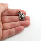 22mmx15mm Sterling Silver Fancy Heart with Crown Medallion Whimsical Charm