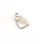 17mmx9mm Sterling Silver Square Heart with Crown Charm Queen Princess Charm