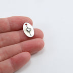 Sterling Silver Dainty Oval Raised Heart Tag Charm in Delicate Thin
