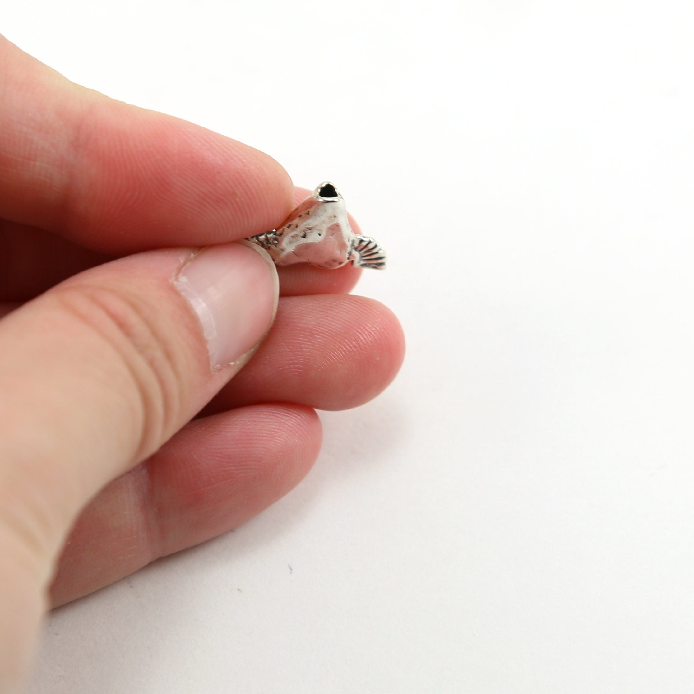 19mmx11mm Sterling Silver or Vermeil Dainty Heart Bead with Wings Love Charm