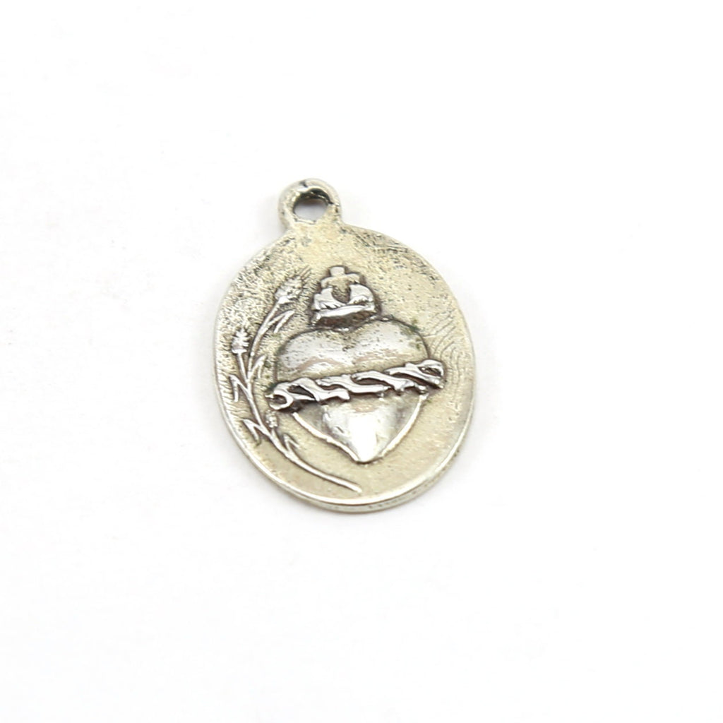Sterling Silver or Vermeil or Oval Sacred Heart of Jesus Catholic Rosary