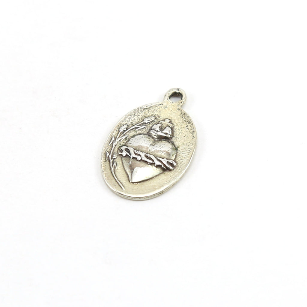 Sterling Silver or Vermeil or Oval Sacred Heart of Jesus Catholic Rosary