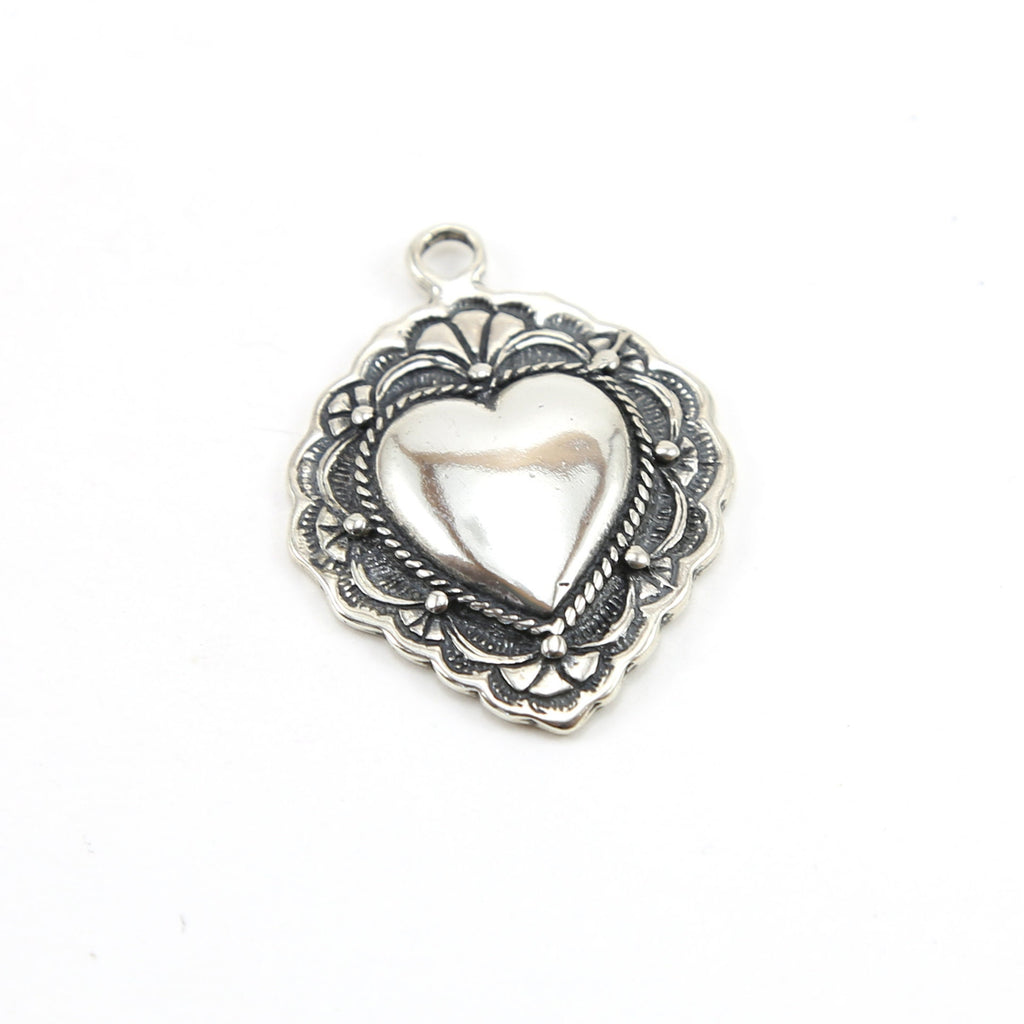 39mmx28mm Sterling Silver or Vermeil Large or Fancy Lace Detailed Valentine's