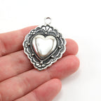 39mmx28mm Sterling Silver or Vermeil Large or Fancy Lace Detailed Valentine's