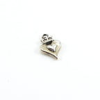 18mmx13mm Sterling Silver Thick Double Heart with Crown Charm Queen Princess