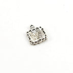 14mmx10mm Sterling Silver Square Heart Charm with Rope Border Detailing Love