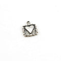 14mmx10mm Sterling Silver Square Heart Charm with Rope Border Detailing Love
